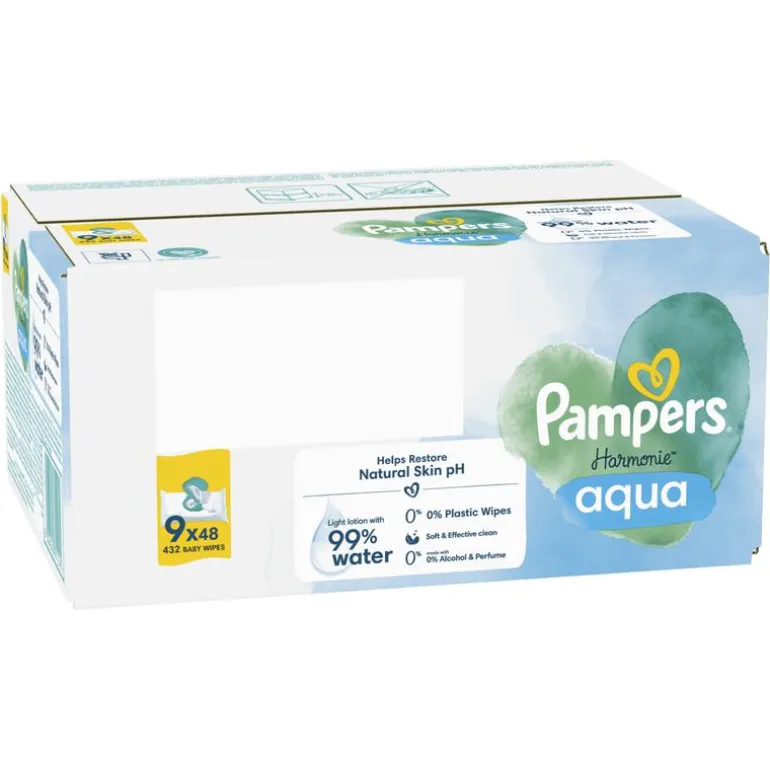 Pampers Harmonie Aqua Billendoekjes 9x48 Stuks
