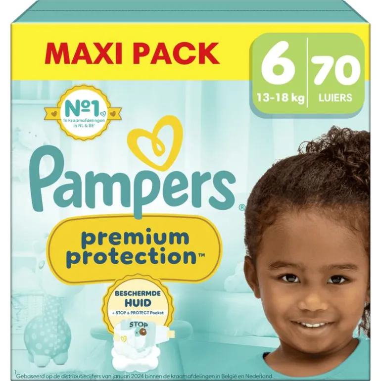 Pampers Premium Protection Maxi Pack Luiers Maat 6 13-18 KG 70 Stuks