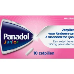 Panadol Junior Zetpillen 125 mg Paracetemol voor Kinderen van 3 maanden tot 1 jaar