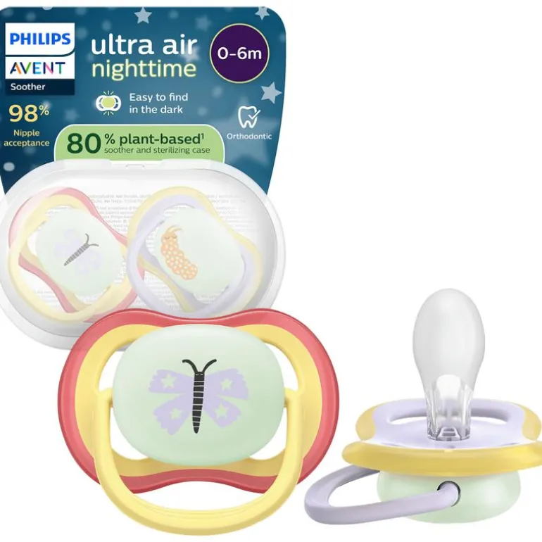 Philips Avent Fopspeen Ultra Air Night 0-6M Double Pack, mixed - SCF376/26