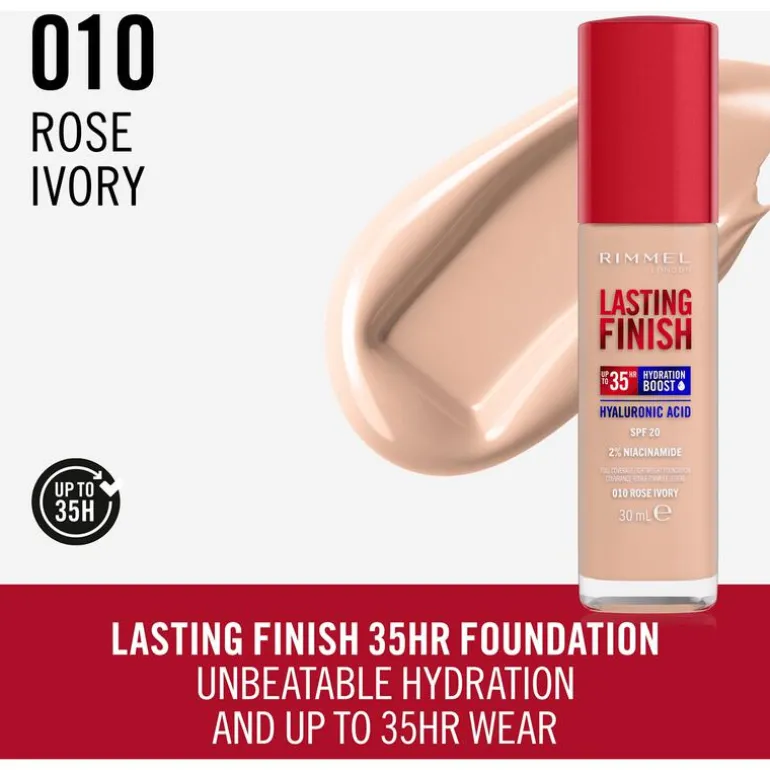 Rimmel Lasting Finish 35Hr Foundation 010 Rose Ivory