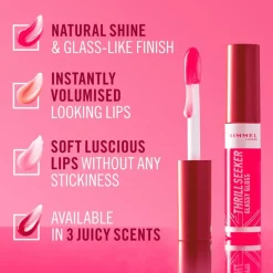 Rimmel London Thrill Seeker Glassy Gloss Lipgloss 350 Pink To The Berry 10 ML
