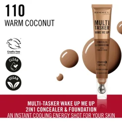 Rimmel Multi-Tasker Wake Me Up Concealer en Foundation 110 Warm Coconut