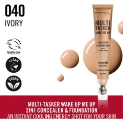 Rimmel Multi-Tasker Wake Me Up Concealer en Foundation 040 Ivory
