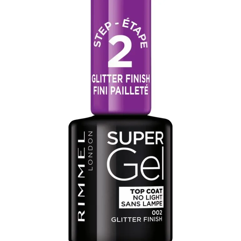 Rimmel SuperGel Top Coat Nail Polish Lacquer Top Coat Glitter Effect 002 12 ML