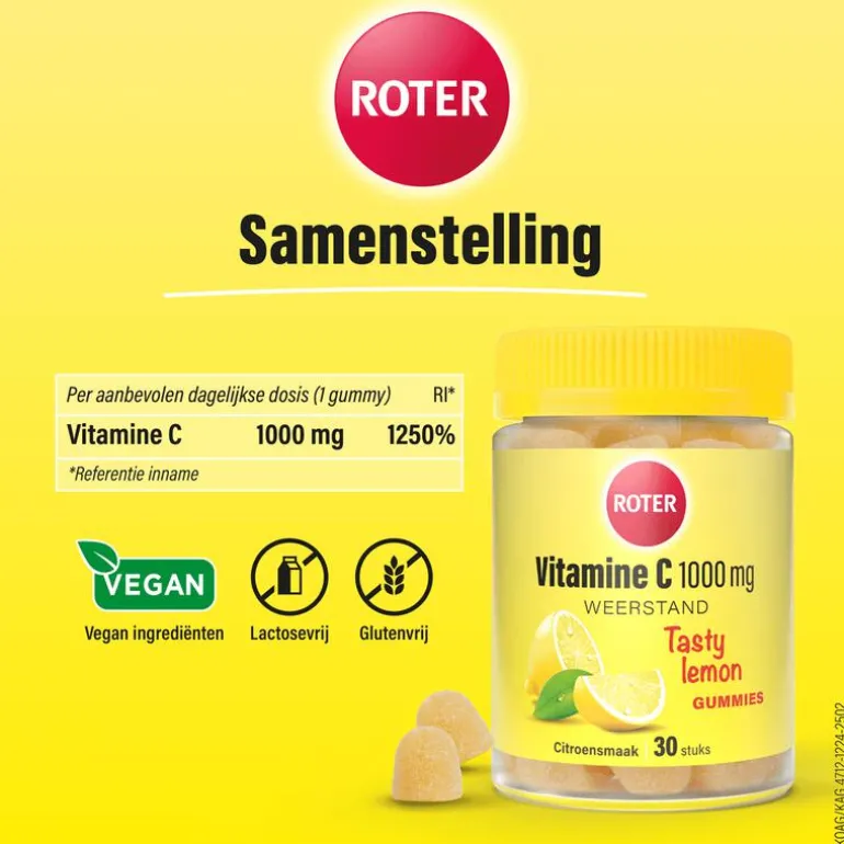 Roter 1000mg Vitamine C Gummy Tasty Lemon 30 stuks