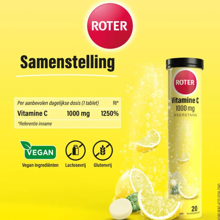 Roter Vitamine C Bruis 1000 mg Citroen 40 bruistabletten