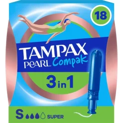 Tampax Pearl Compak Super Tampons Met Inbrenghuls 18 Stuks