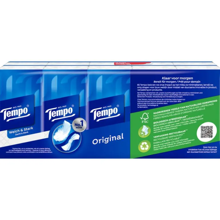 Tempo Regular 4-Laags Zakdoekjes 10 pakjes