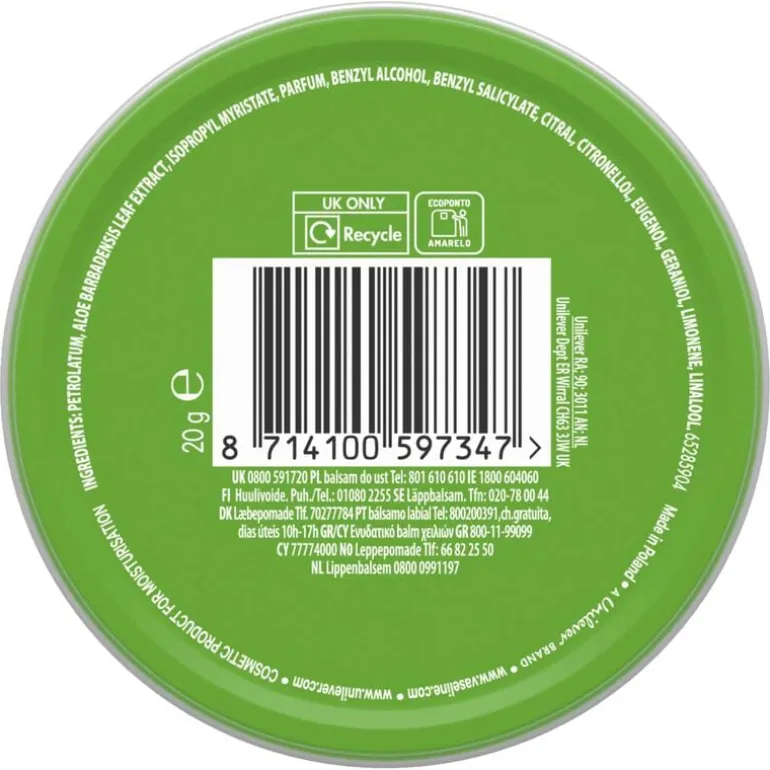 Vaseline Aloë Vera Petroleum Jelly Lippenbalsem