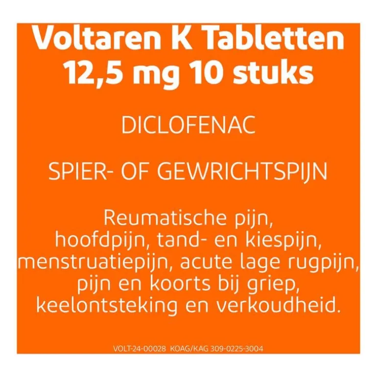 Voltaren K 12,5 MG Pijnstiller Filmomhulde Tabletten Diclofenac-Kalium 10 stuks